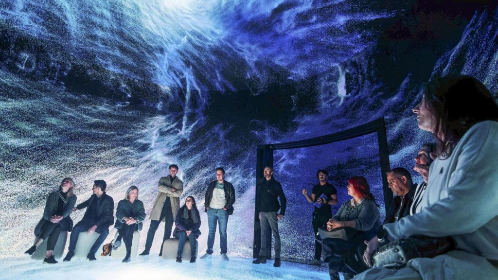 El espacio Vortex en Bellver Blue Tech Zone abre sus puertas en Oropesa con una exhibición única de arte digital inmersivo. Efe / Andreu Esteban