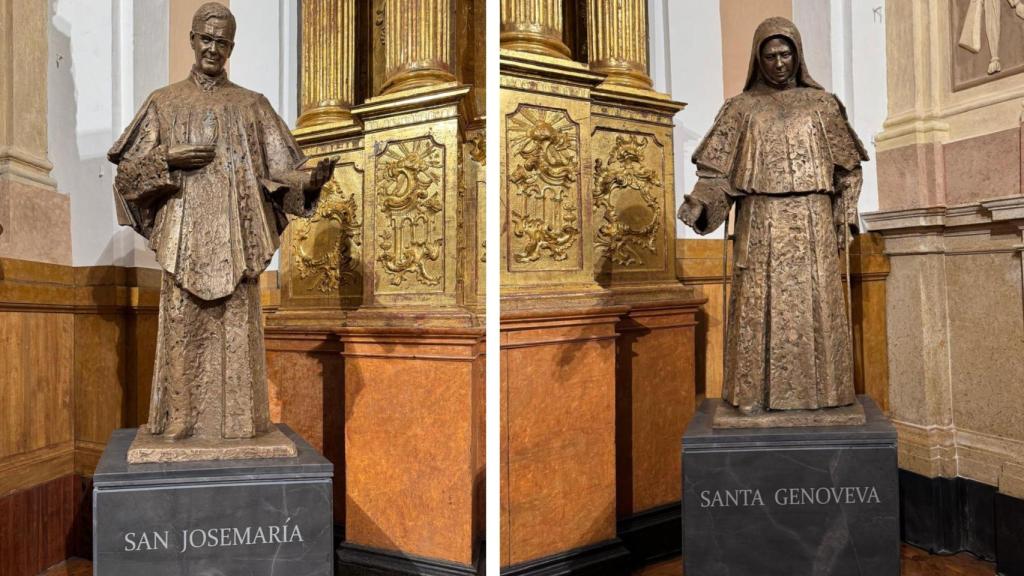 Nuevas esculturas de San José María y Santa Genoveva en la Basílica del Pilar.