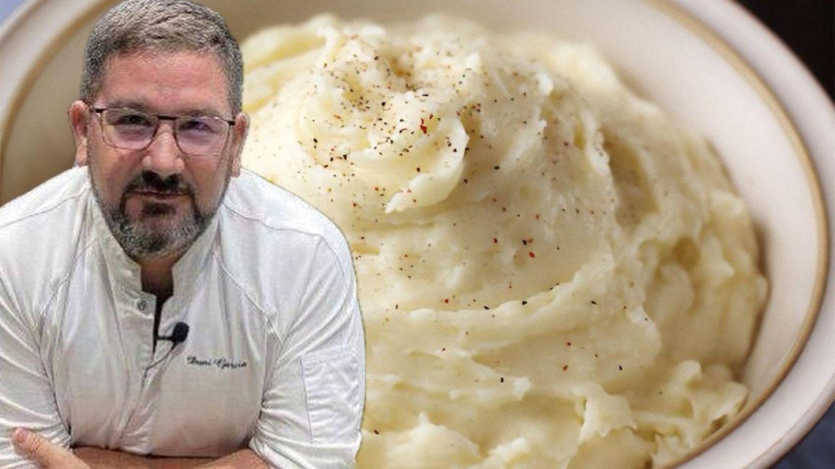 Dani García junto a un puré de patatas.