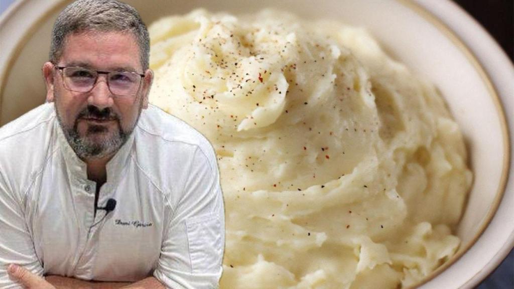 Dani García junto a un puré de patatas.