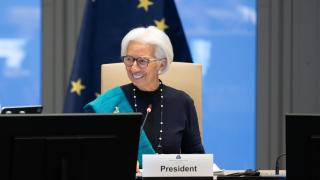La presidenta del BCE, Christine Lagarde, durante la reunión de este jueves en Fráncfort