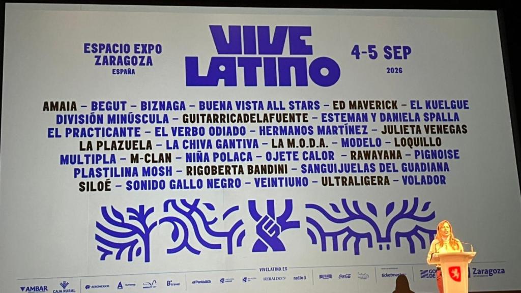 La alcaldesa de Zaragoza, Natalia Chueca, en la presentación del Vive Latino en el Teatro Principal.