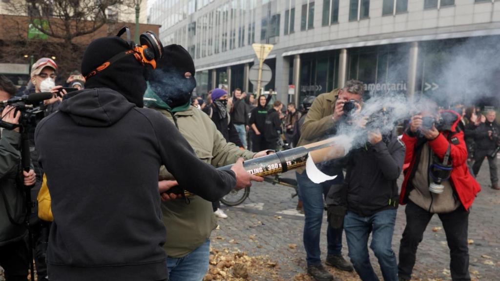 Protesta de agricultores en Bruselas.