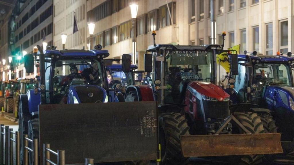 Tractores en la protesta en Bruselas.