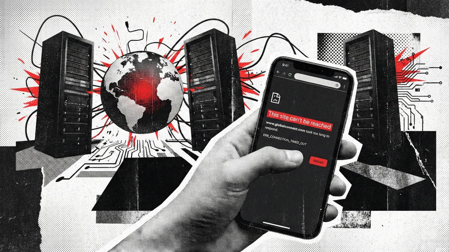 Ilustración que ilustra las caídas de internet.