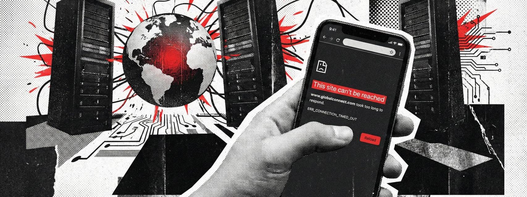 Ilustración que ilustra las caídas de internet.