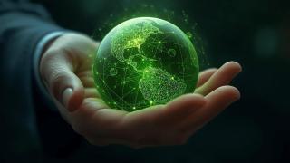 —Pngtree—hand holding a glowing green_19153856