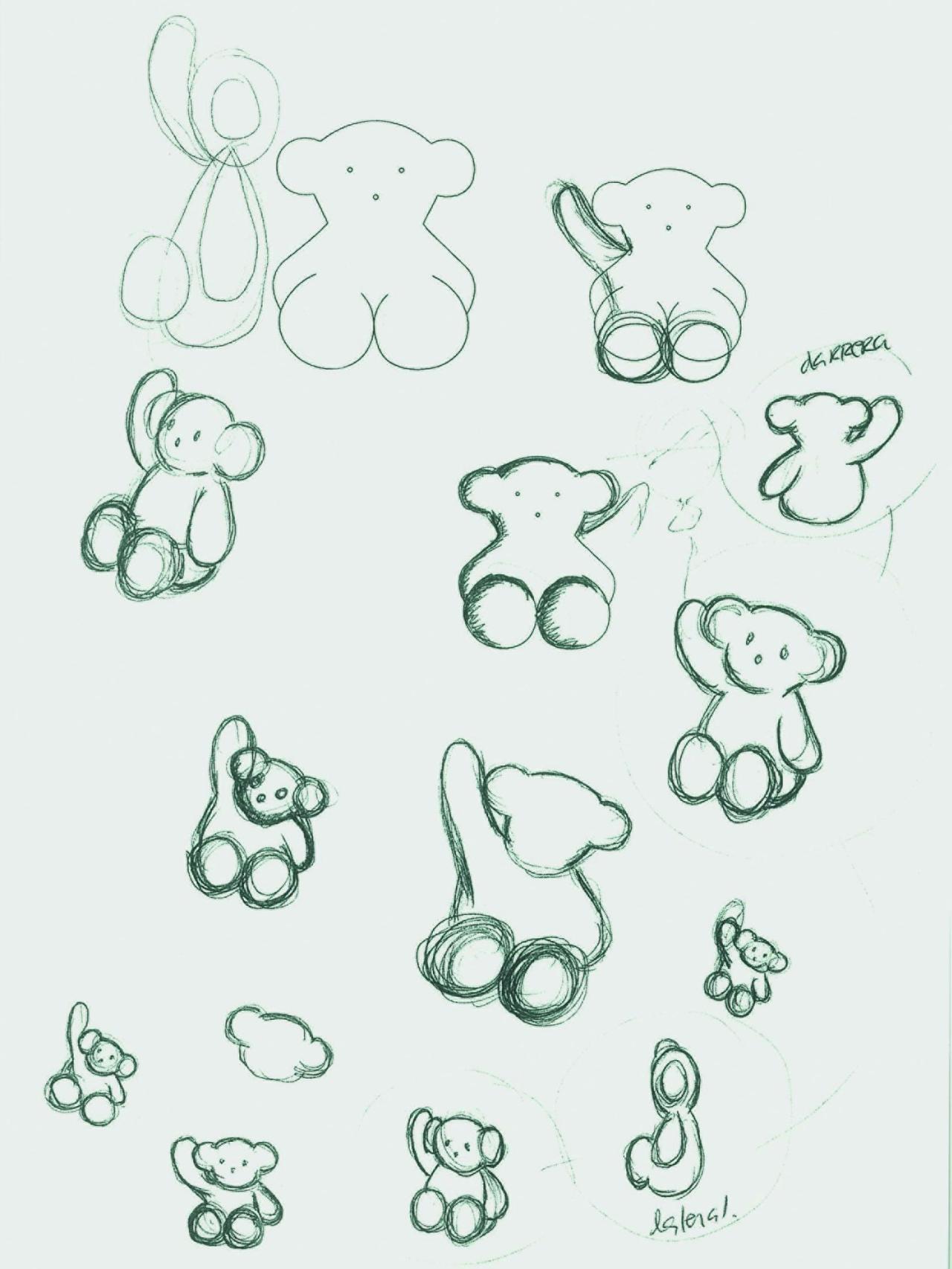 Bocetos del famoso Oso Tous.