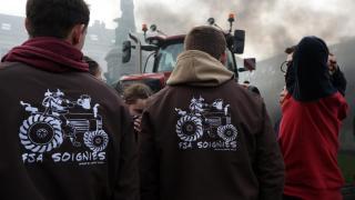 Agricultores se manifiestan este jueves en Bruselas.