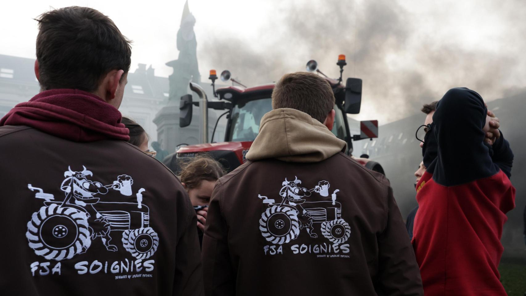 Agricultores se manifiestan este jueves en Bruselas.