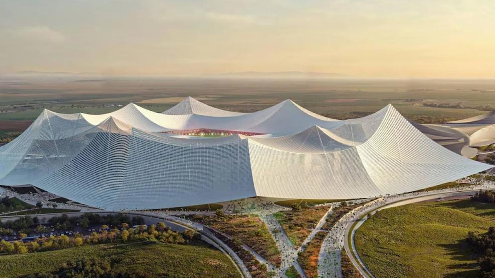 Un render del estadio Hassan II de Casablanca.