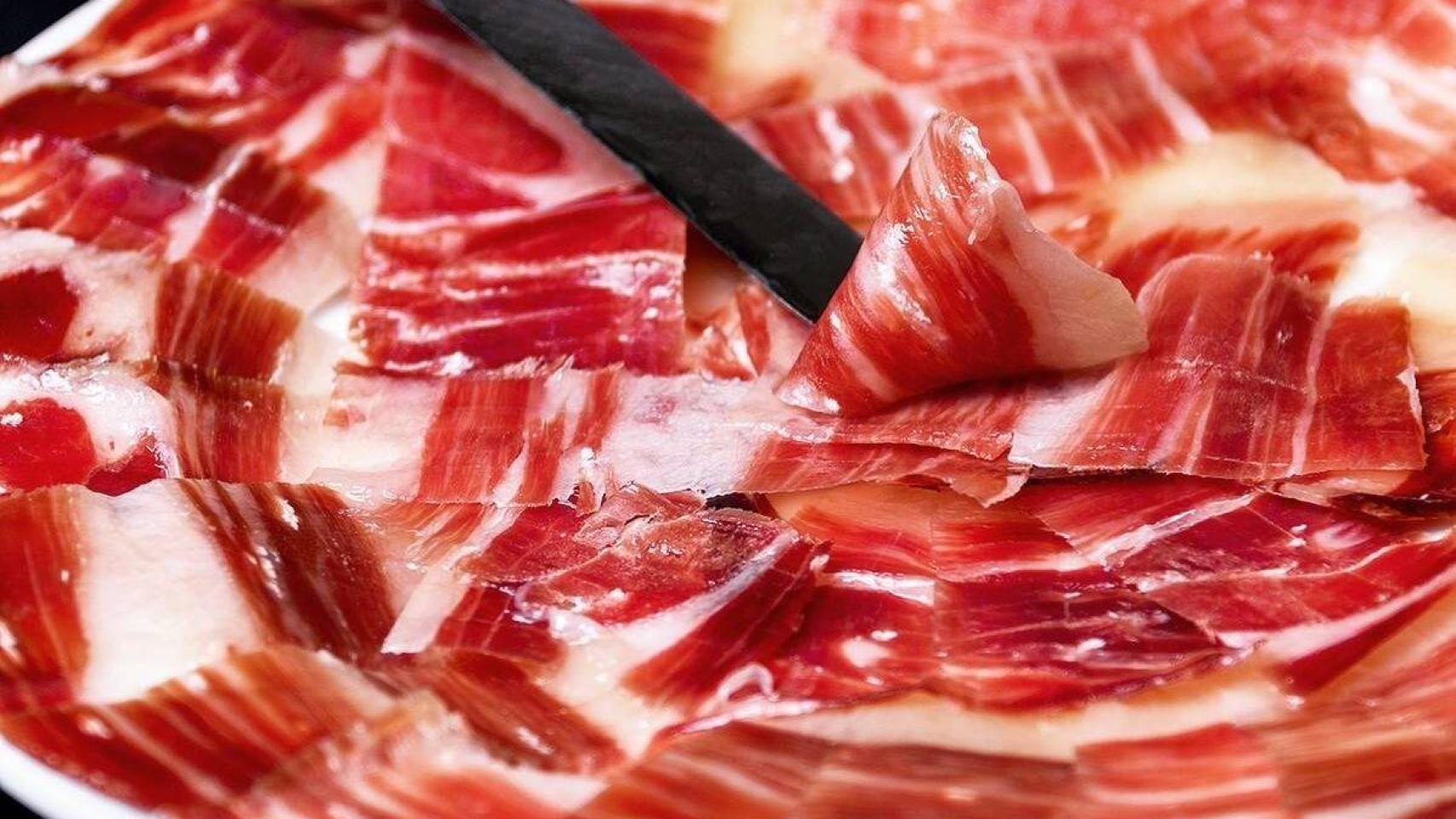 Jamón ibérico cortado.
