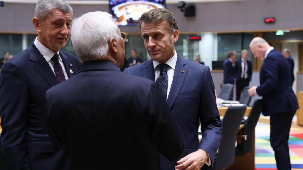 French President Emmanuel Macron during the meeting this Thursday in Brussels
