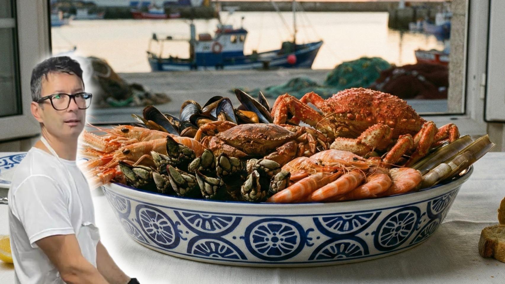 Daniel Ferreiro, cocinero, en un montaje de El Español