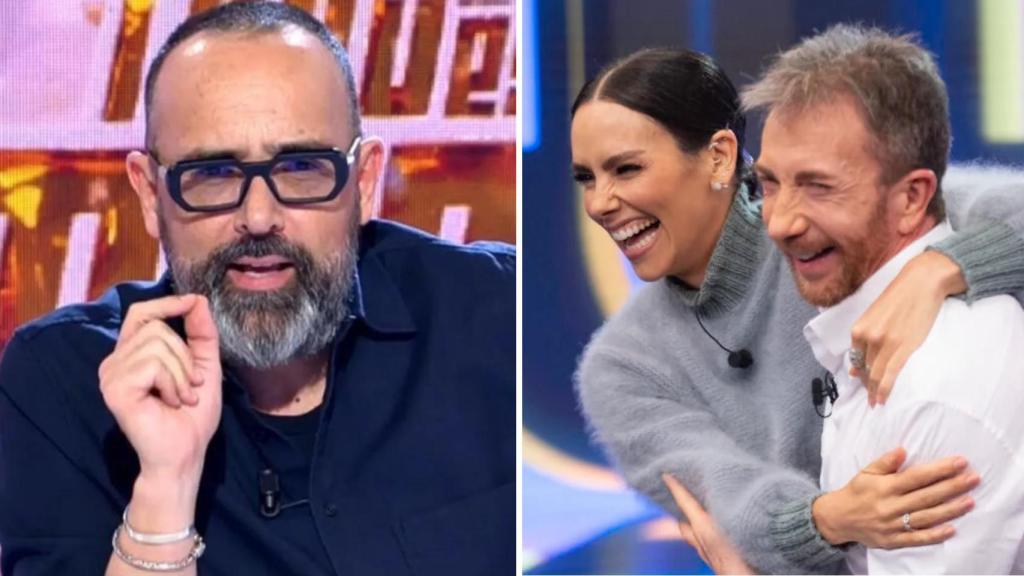 Risto Mejide, a la izquierda, y Pablo Motos junto a Cristina Pedroche, a la derecha.