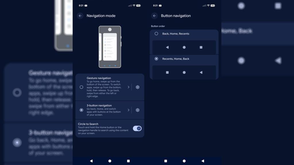 El menú para invertir las teclas de navegación de los Pixel
