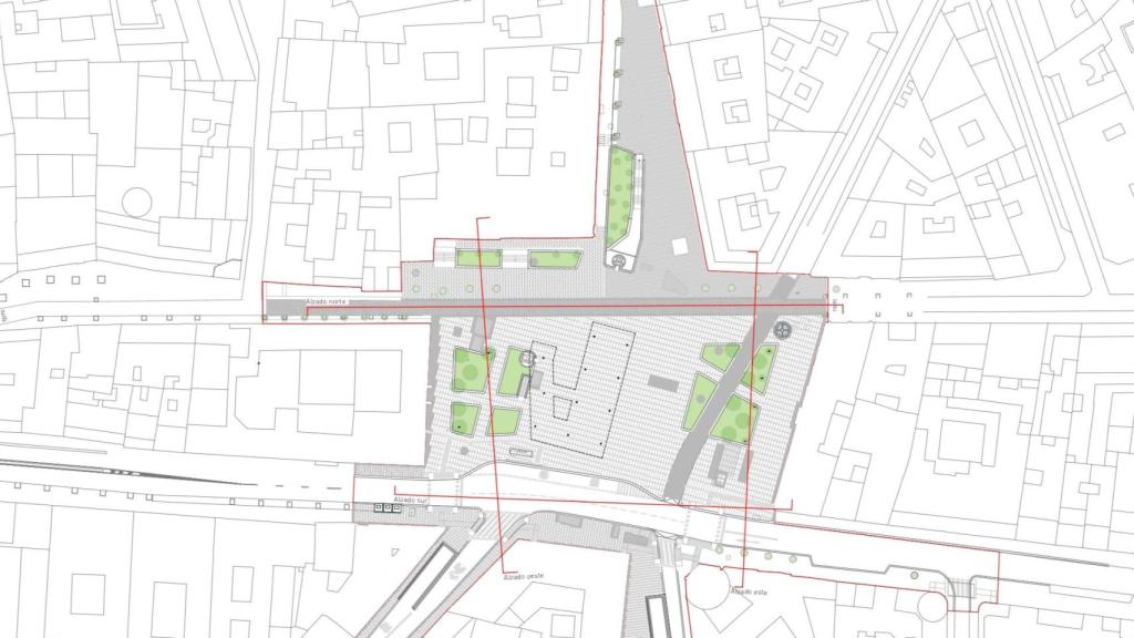 Planta de la remodelación de la plaza de Jacinto Benavente.