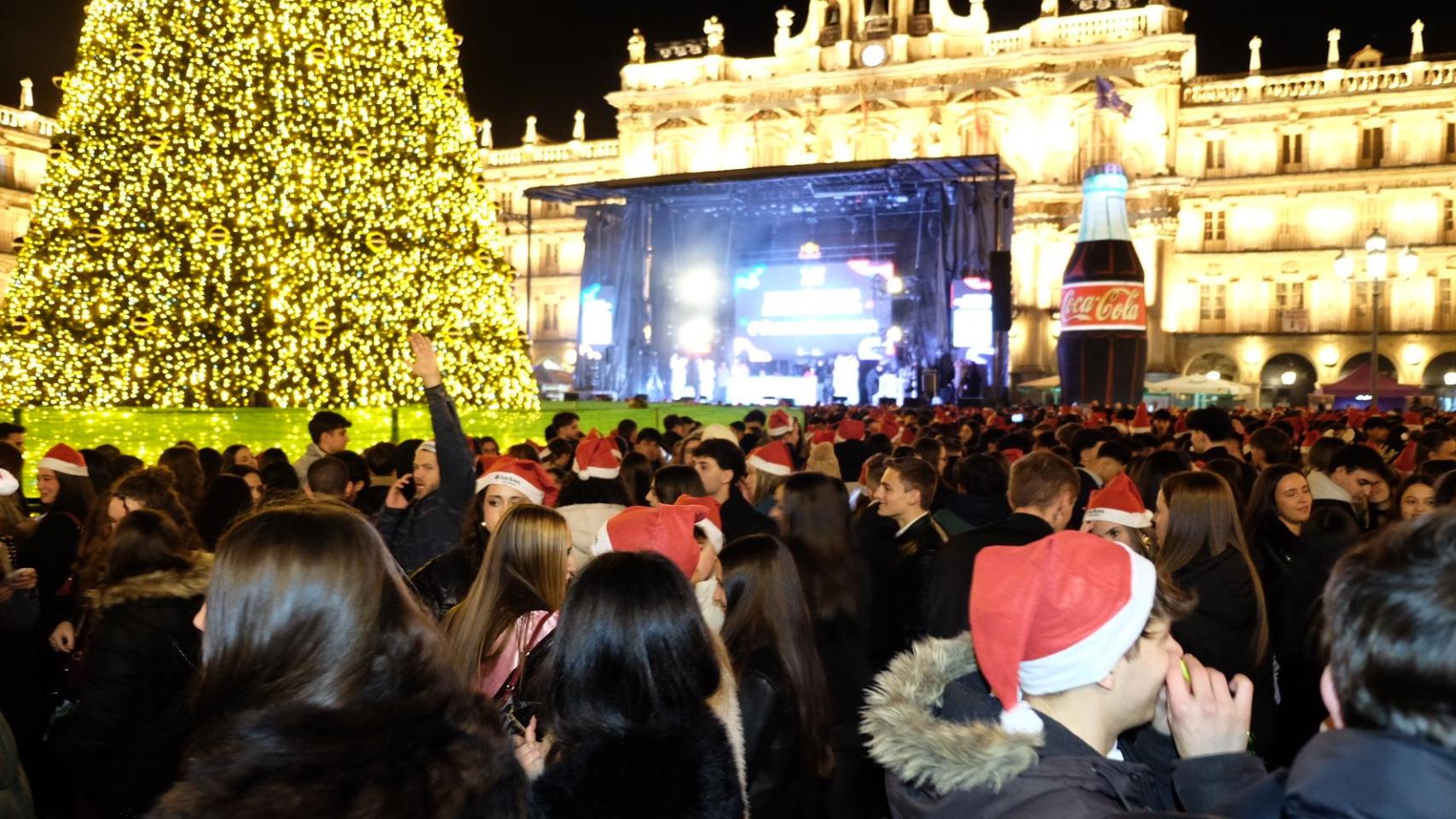 Plaza Mayor de Salamanca durante la Nochevieja universitaria
