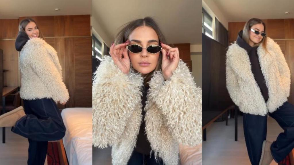 Laura Escanes con un abrigo de Stefanel en Zalando.