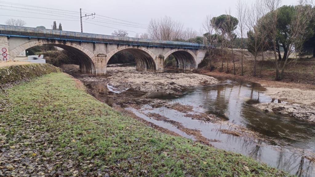 El río a su paso por Viana de Cega.