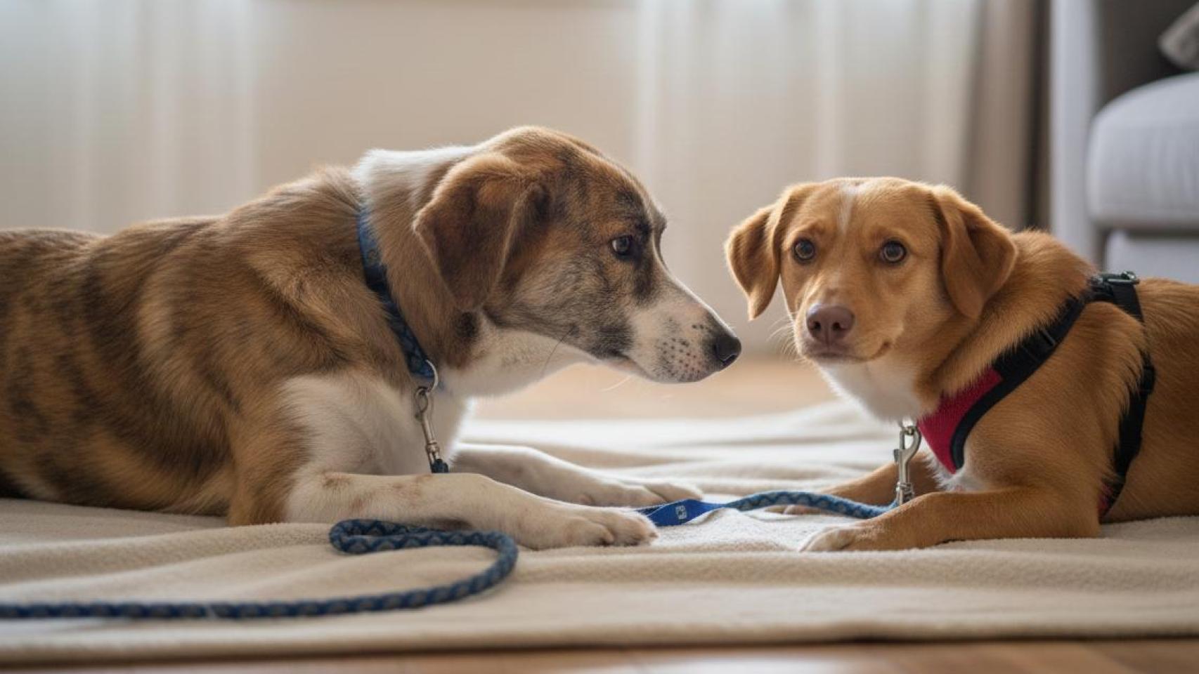 Dos perros en el suelo.