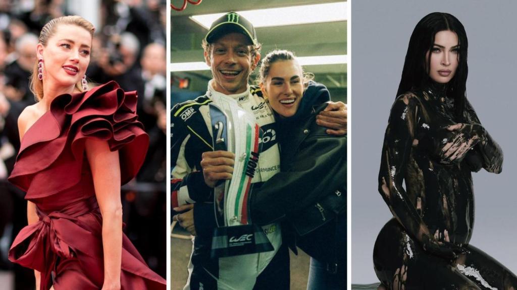 Amber Heard, Valentino Rossi, Francesca Sofía y Megan Fox en un montaje de JALEOS.