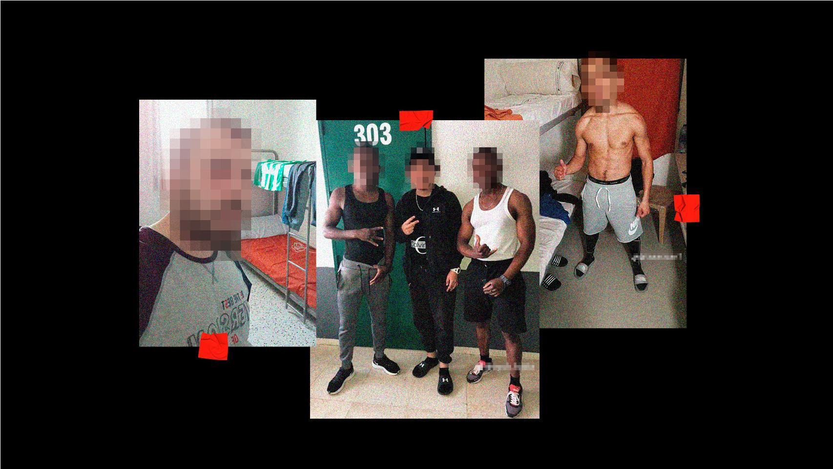 Tres fotografías publicadas en redes sociales por reclusos en el interior de distintos centros penitenciariios.