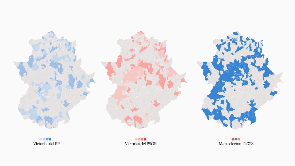 Mapa elecciones Extremadura más claro