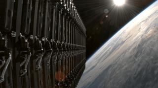 Un conjunto de satélites de Starlink a punto de ser puestos en órbita por SpaceX