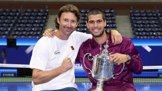 Juan Carlos Ferrero con Carlos Alcaraz, tras ganar el US Open 2025