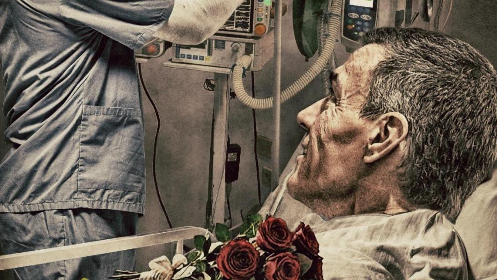 Ilustración de Sánchez siendo atendido por Abascal en un hospital.