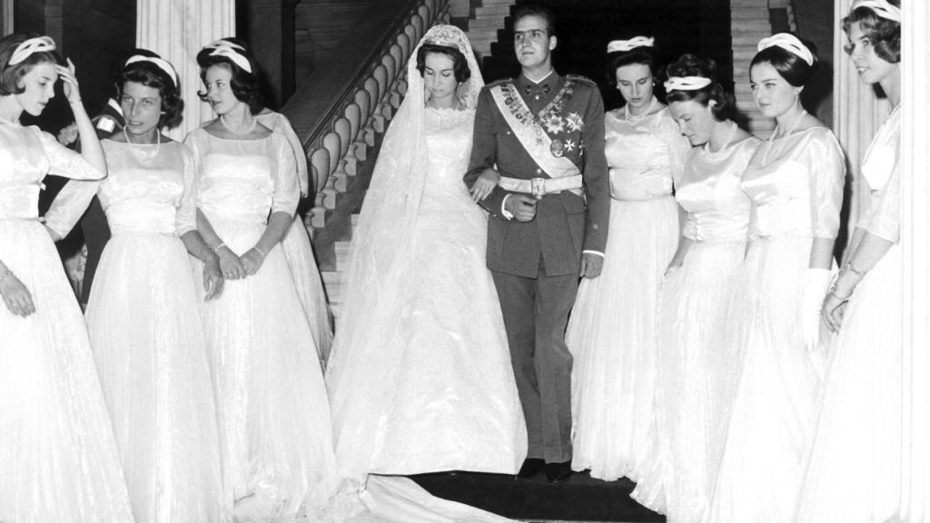 Los reyes Sofía y Juan Carlos, en su boda, el 14 de mayo de 1962.