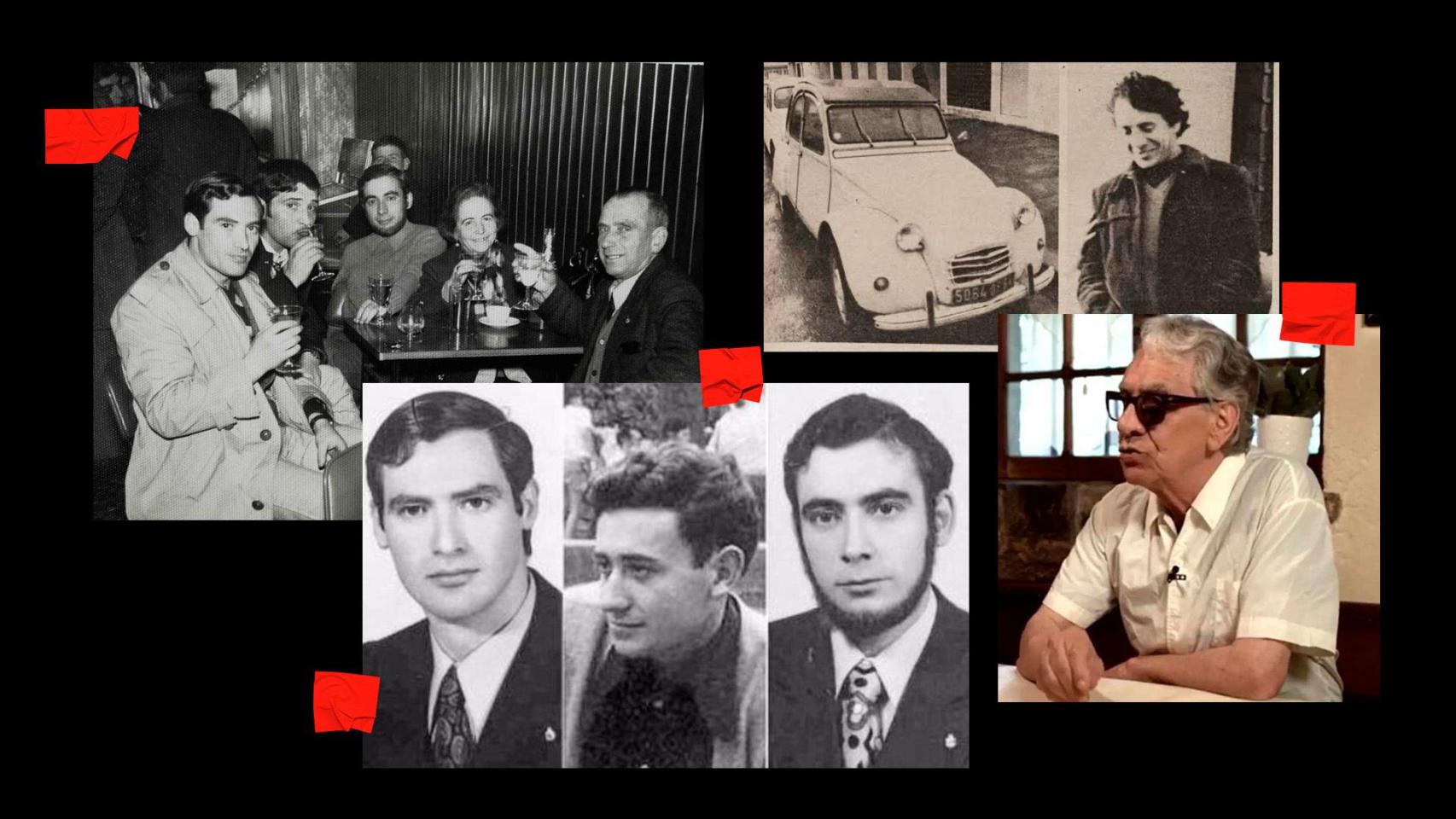 A la izquierda y centro de la imagen, Jorge Juan García, Fernando Quiroga y José Humberto Fouz, los tres gallegos a los que la ETA de 'Peixoto' asesinó; a la derecha, el etarra.