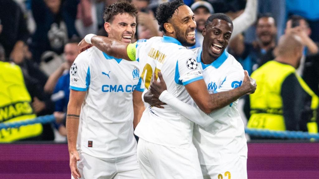 Los jugadores del Olympique de Marsella celebran un gol en Champions.