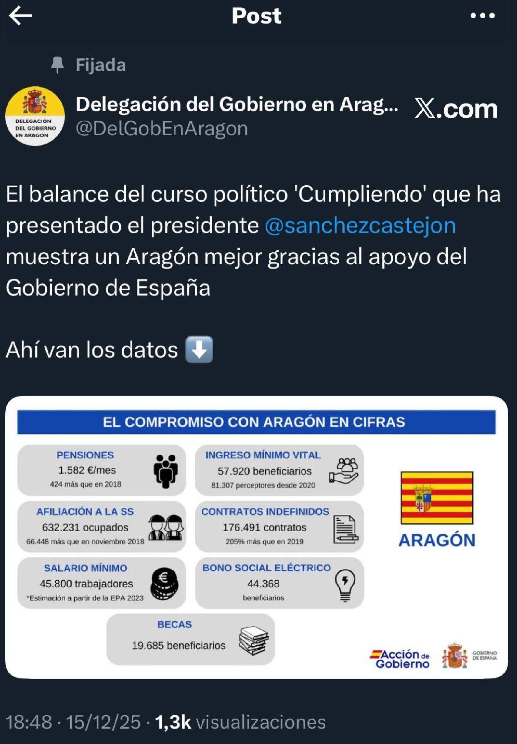 Tuit de la Delegación de Gobierno denunciado.