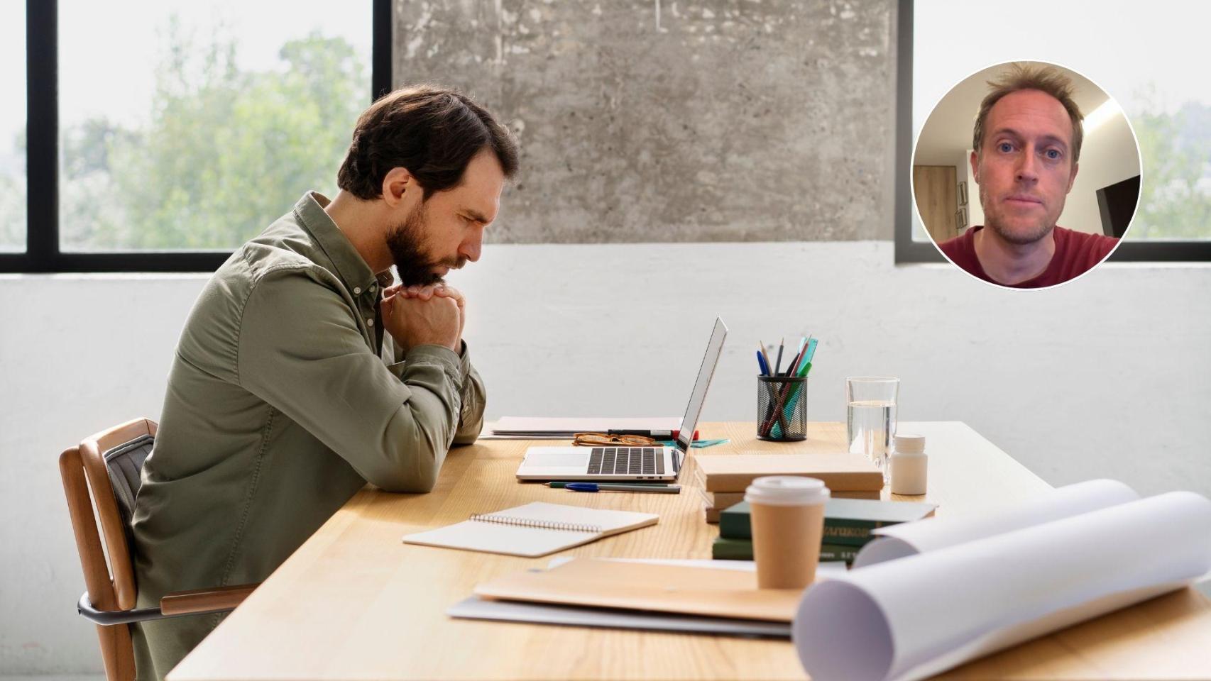 Montaje con una imagen de David Canales y de un trabajador autónomo.