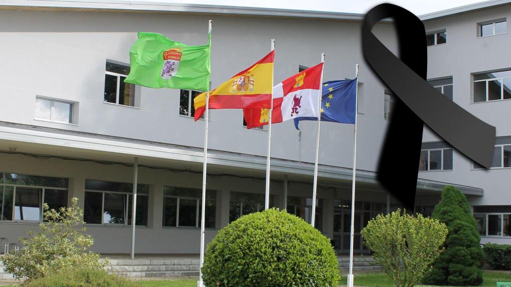 La Escuela de Ingeniería Agraria y Forestal y un crespón negro en un montaje de EL ESPAÑOL de Castilla y Léon