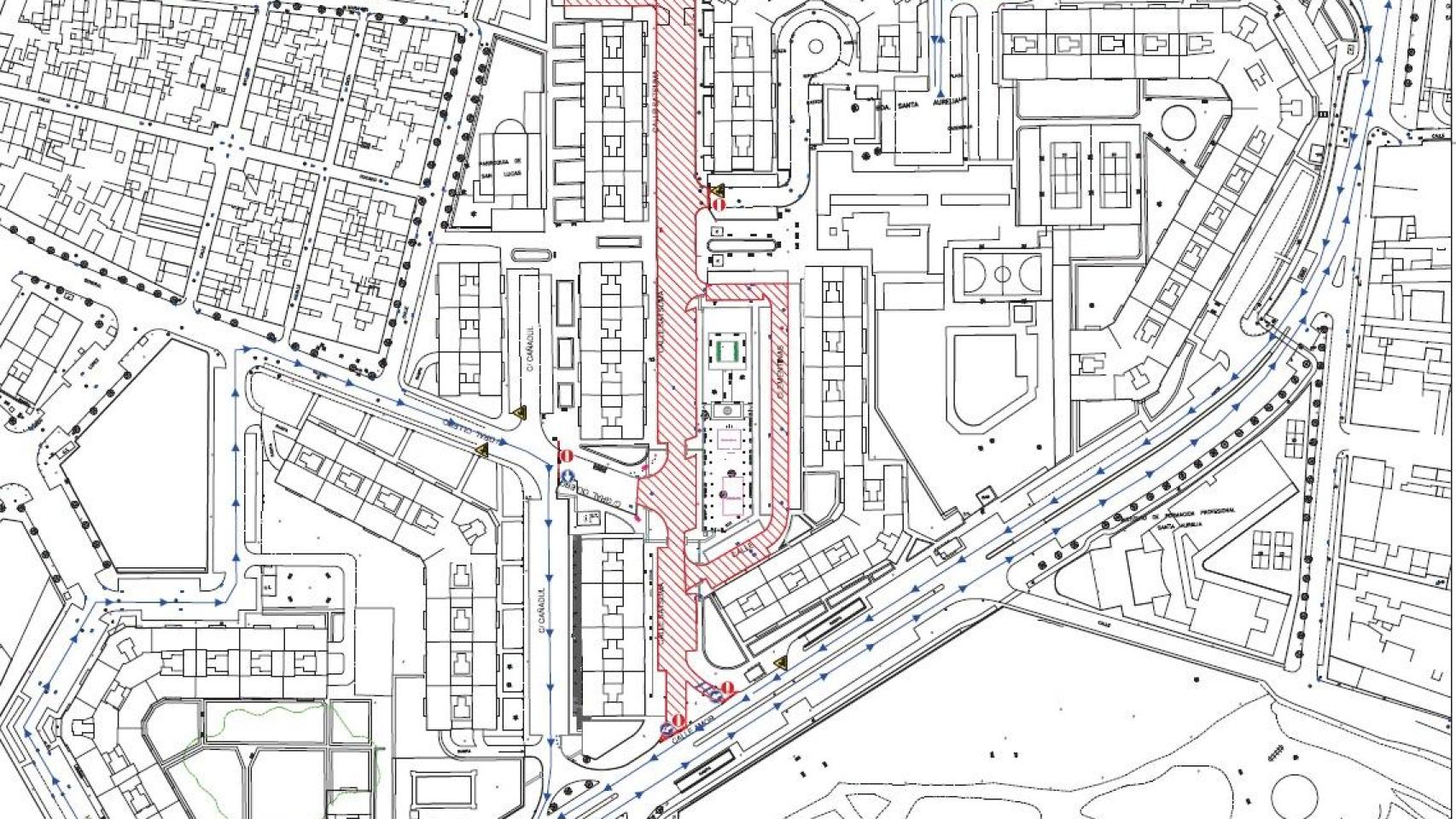 En rojo, las zonas donde se van a hacer mejoras.