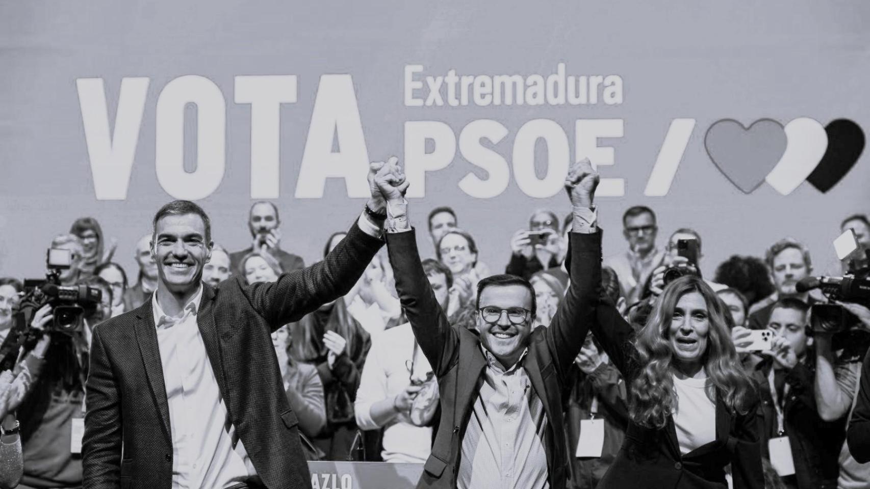 Sánchez y Gallardo durante la campaña extremeña.