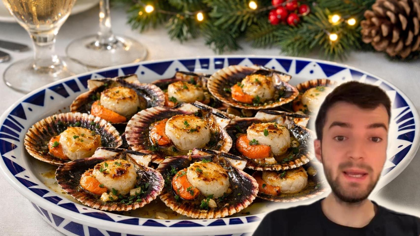 Arnau Subías, experto en mariscos, en un montaje de El Español