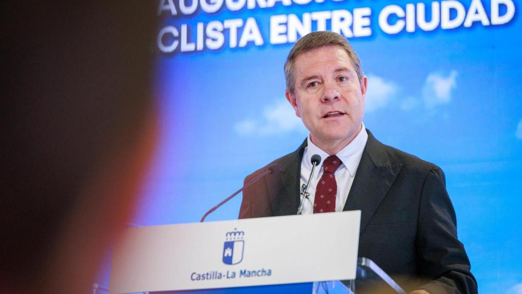 Un momento de la intervención de Emiliano García-Page este lunes en Ciudad Real.