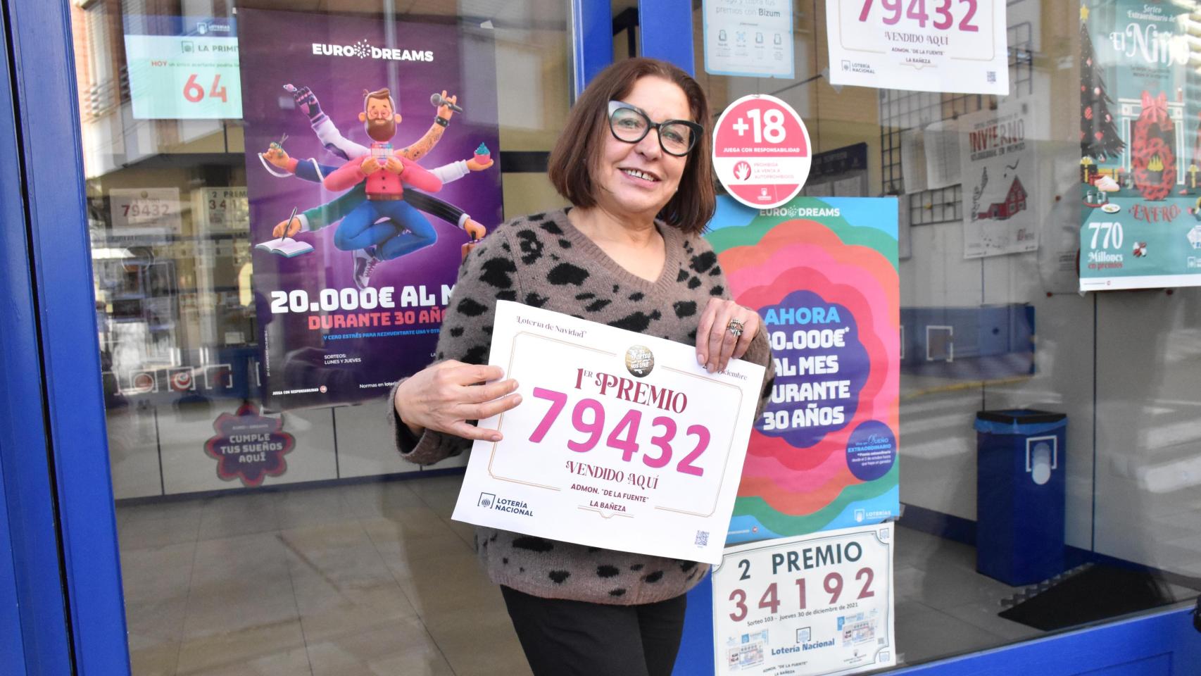 Ana de la Fuente, lotera que ha repartido 468 millones de euros en La Bañeza (León) con la Lotería de Navidad