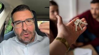 Montaje con una imagen de Sergio Gutiérrez y una imagen de archivo de una vivienda en alquiler.