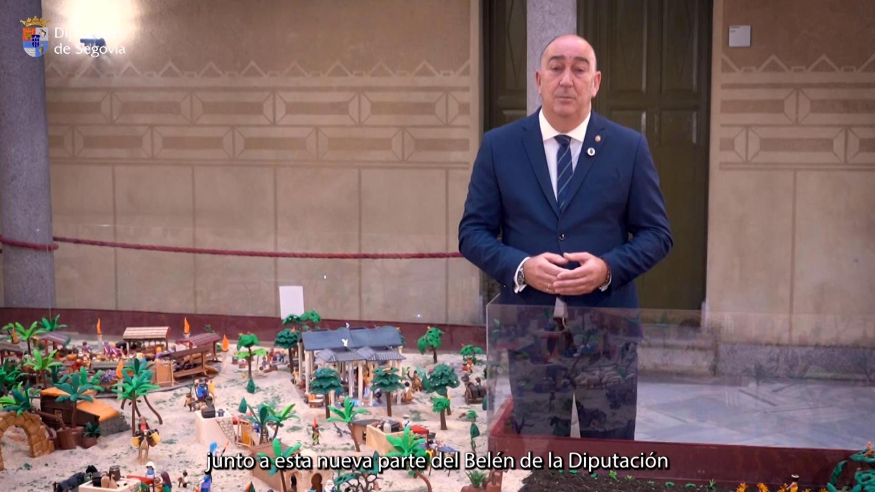 El presidente de la Diputación de Segovia, Miguel Ángel de Vicente, durante su felicitación de Navidad