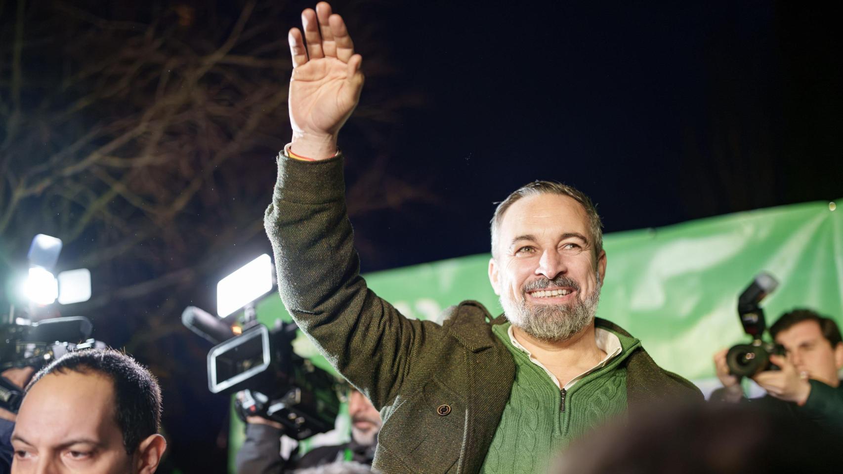 Santiago Abascal durante un acto electoral en Extremadura, la semana pasada.