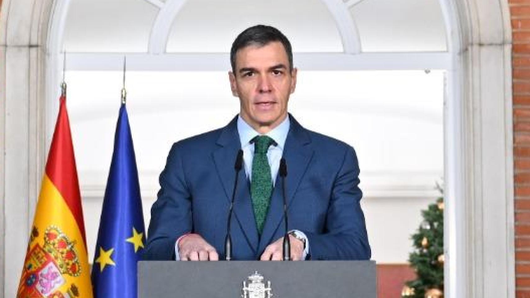 Pedro Sánchez, este lunes en Moncloa, anunciando los cambios en el Ejecutivo tras la salida de Pilar Alegría.