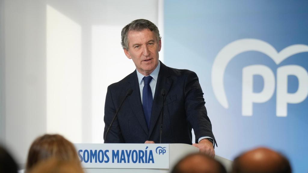 Alberto Núñez Feijóo, presidente del PP, ante la última Junta Directiva Nacional de 2025.