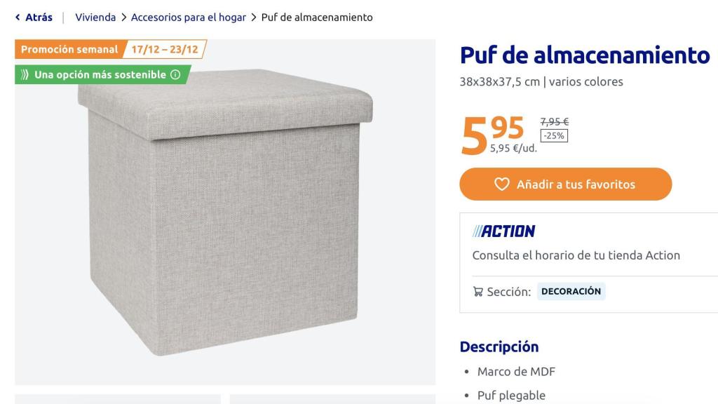 Puf de almacenamiento.