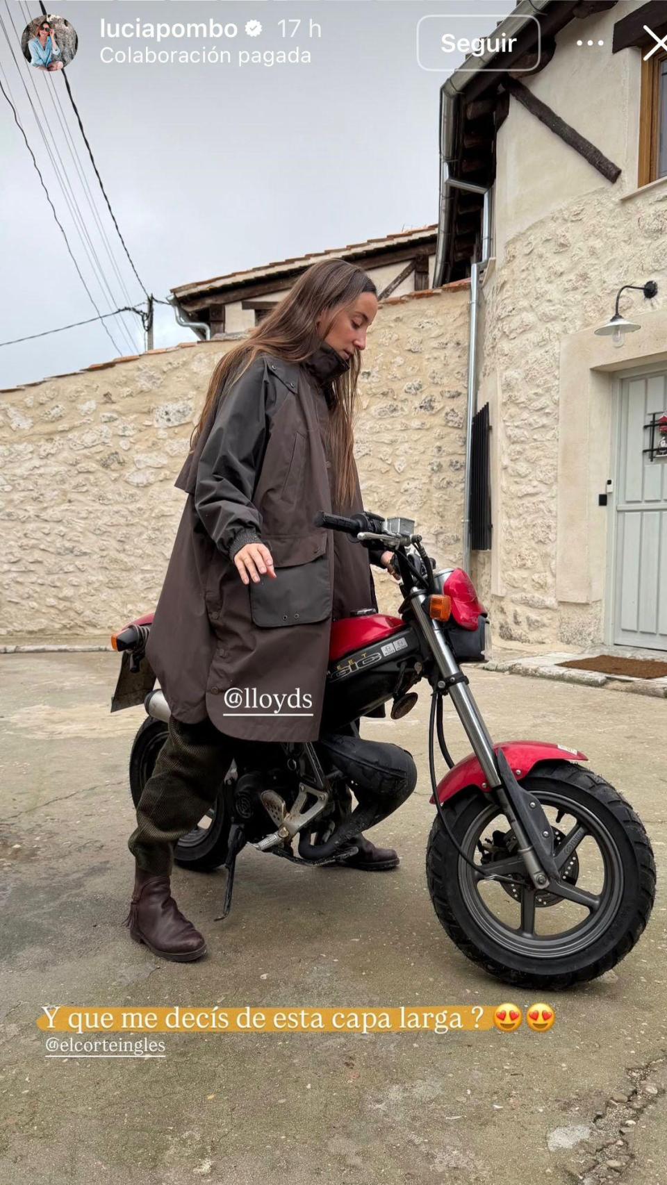 Lucía Pombo, en un 'story' de Instagram.