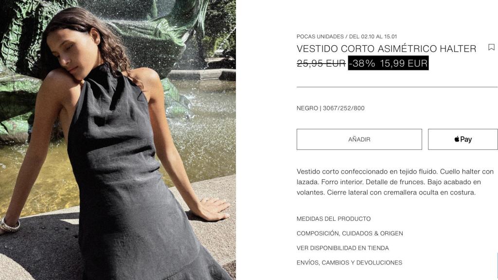 Vestido corto asimétrico. Ref. 3067/252/800